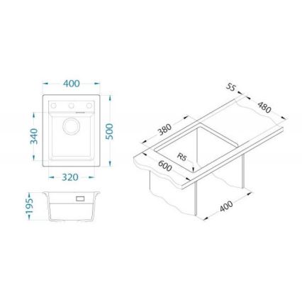 ALVEUS 1139079 - Mosogató ATROX 50x40 cm gránit/fehér
