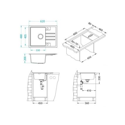 ALVEUS 1149080 - Mosogató INTERMEZZO 62x48 cm gránit/fekete