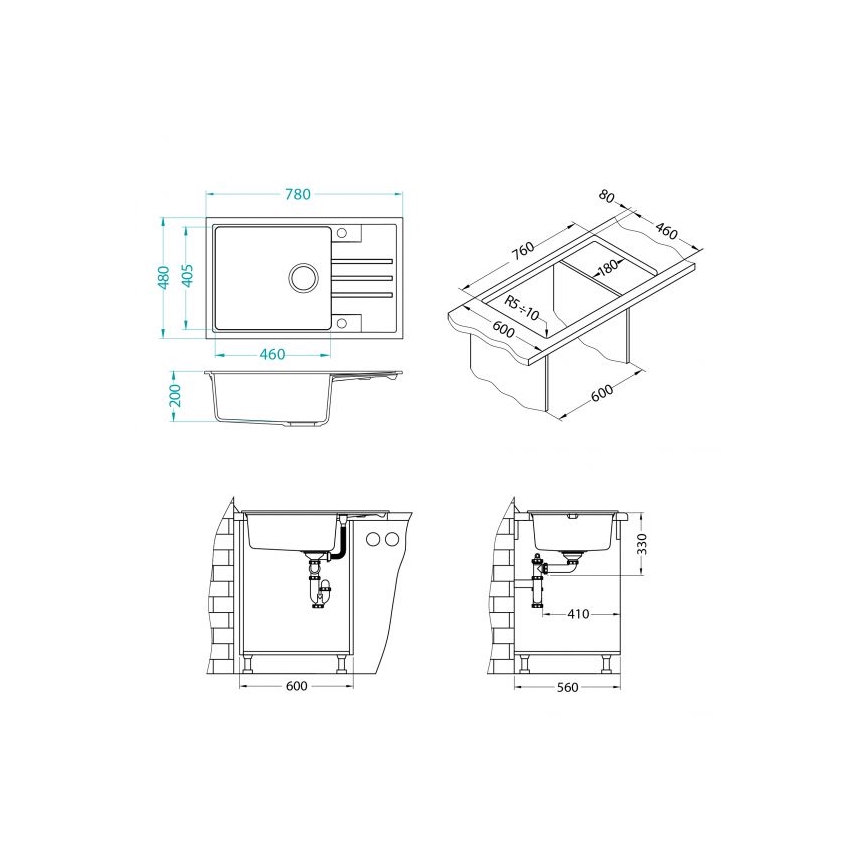 ALVEUS 1149117 - Mosogató INTERMEZZO 78x48 cm gránit/fekete