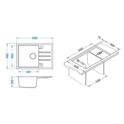 ALVEUS 1149126 - Mosogató INTERMEZZO 68x48 cm gránit/fekete