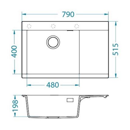ALVEUS 1149299 - PURE konyhai mosogató 79x51,5 cm gránit/fehér