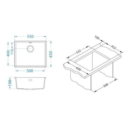 ALVEUS 1150051 - Konyhai mosogató OMNI 55x45 cm gránit/fehér