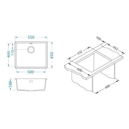 ALVEUS 1150054 - Konyhai mosogató OMNI 55x45 cm gránit/bézs