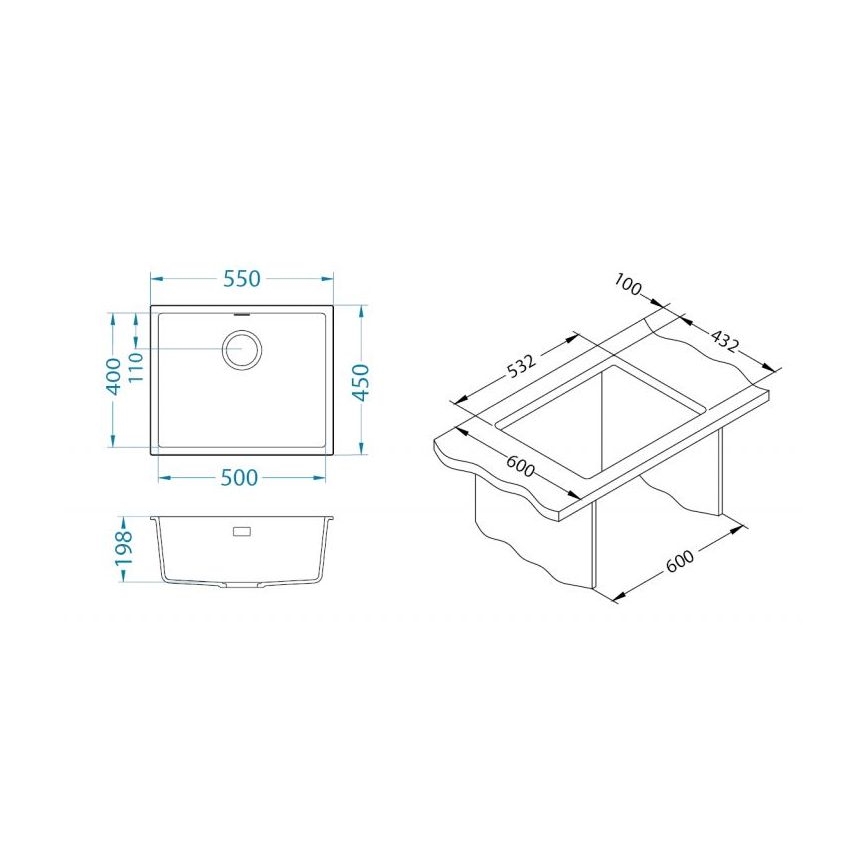 ALVEUS 1150054 - Konyhai mosogató OMNI 55x45 cm gránit/bézs