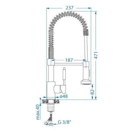 ALVEUS 1150886 - Konyhai csaptelep flexibilis karos zuhanyfejjel URBAN 47,1 cm szatén