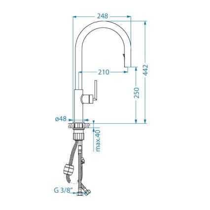 ALVEUS 1150895 - Mosogatócsap kihúzható permetezővel ORION 44,2 cm fekete
