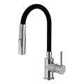 ALVEUS KI112111 - Mosogató csaptelep flexibilis karos zuhanyfejjel BEA 47 cm fényes króm/fekete