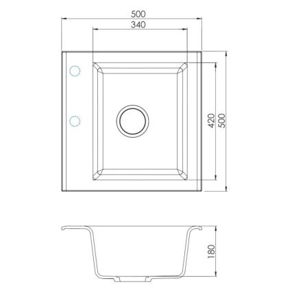 ALVEUS SETA23193 - Konyhai mosogató ATROX 50x50 cm + mosogató csaptelep hajlítható kifolyóval MINTAS 34 cm gránit/matt fekete