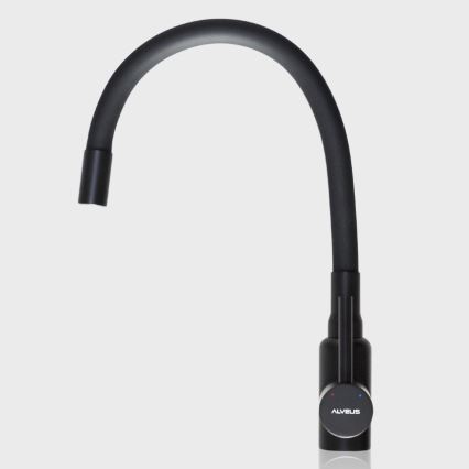 ALVEUS SETA23197 - CADIT konyhai mosogató 59x50 cm + MINTAS 34 cm mosogatócsaptelep hajlítható kifolyóval, gránit/matt fekete