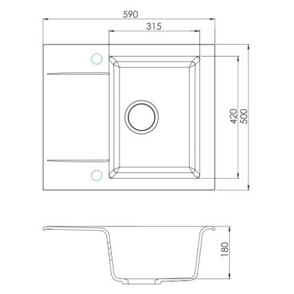 ALVEUS SETA23197 - CADIT konyhai mosogató 59x50 cm + MINTAS 34 cm mosogatócsaptelep hajlítható kifolyóval, gránit/matt fekete