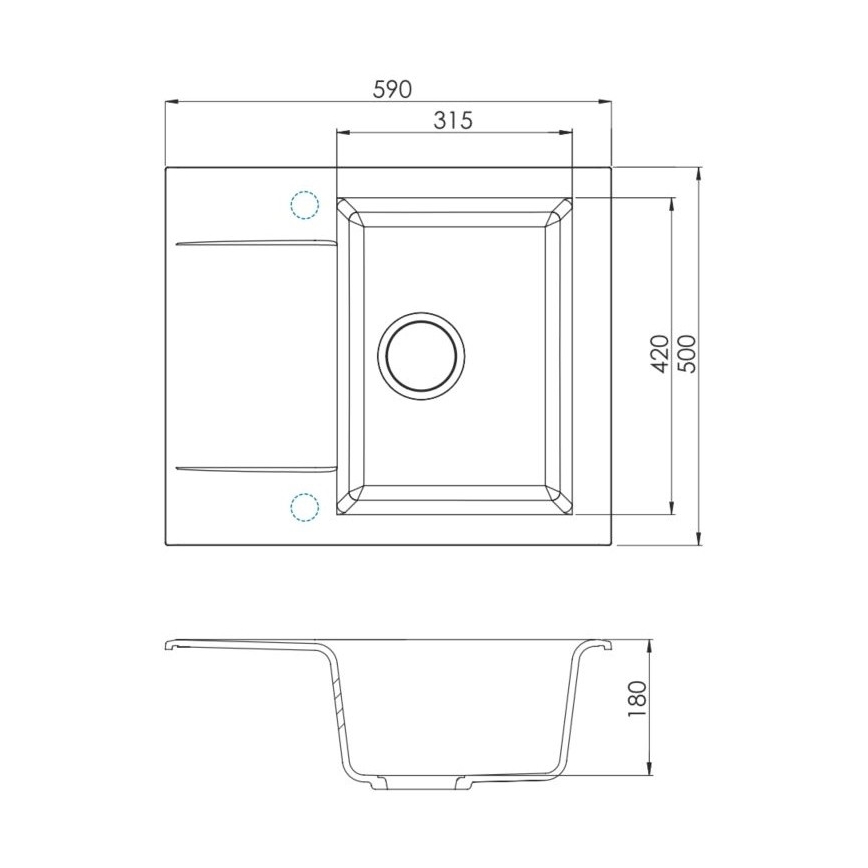 ALVEUS SETA23197 - CADIT konyhai mosogató 59x50 cm + MINTAS 34 cm mosogatócsaptelep hajlítható kifolyóval, gránit/matt fekete