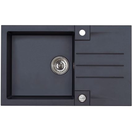 ALVEUS SETA23201 - Konyhai mosogató ROCK 78x48 cm + mosogató csaptelep rugalmas kifolyóval MINTAS 34 cm gránit/matt fekete
