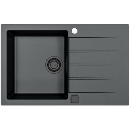 ALVEUS SETA23231 - CADIT 79x50 cm konyhai mosogató + MINTAS 34 cm mosogatócsaptelep rugalmas kifolyóval, gránit/matt fekete