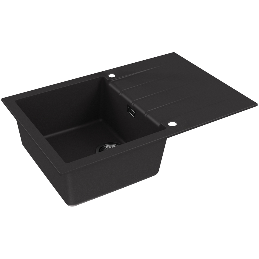 ALVEUS SETA23231 - CADIT 79x50 cm konyhai mosogató + MINTAS 34 cm mosogatócsaptelep rugalmas kifolyóval, gránit/matt fekete