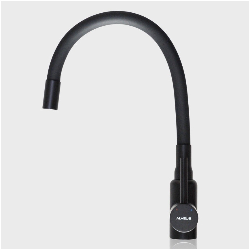 ALVEUS SETA23232 - CADIT konyhai mosogató 86x50 cm + MINTAS 34 cm mosogató csaptelep hajlítható kifolyócsővel, gránit/matt fekete