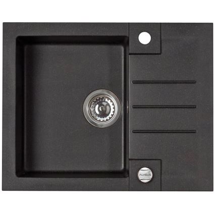 ALVEUS SETA23236 - ROCK konyhai mosogató 59,5 x 47,5 cm + MINTAS 34 cm-es mosogatócsaptelep rugalmas kifolyóval, gránit/matt fekete