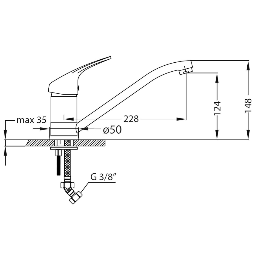 ALVEUS SETA259 - BASIC konyhai mosogató 78x43,5 cm + mosogató csaptelep RIVIERA 14,8 cm szatén/fényes króm