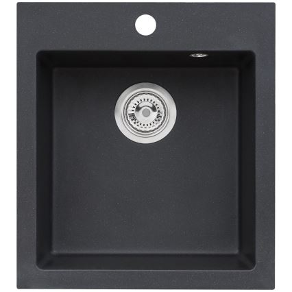 ALVEUS SETA737 - CORTINA 50x45 cm konyhai mosogató + TONIA 29,5 cm rugalmas kifolyókaros csaptelep gránit/matt fekete