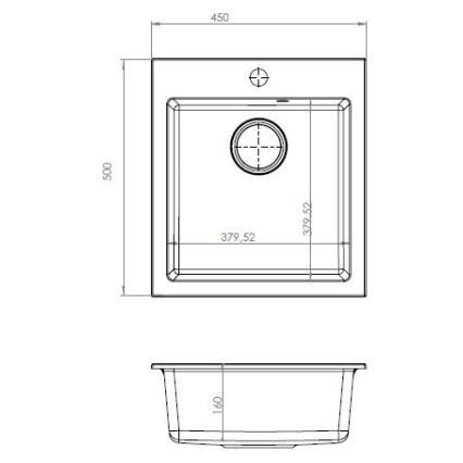 ALVEUS SETA737 - CORTINA 50x45 cm konyhai mosogató + TONIA 29,5 cm rugalmas kifolyókaros csaptelep gránit/matt fekete