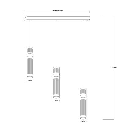 AMBIENTE kábeles LED csillár 3xLED/6W/230V 3000/4000/6000K arany