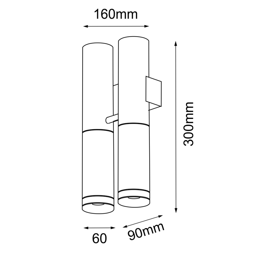 Amplex - Fali lámpa 2xGU10/15W/230V fekete