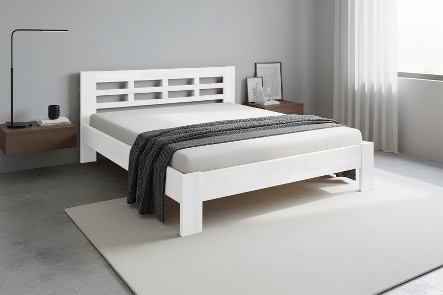Angela tömör fából készült franciaágy 180x200 cm fehér