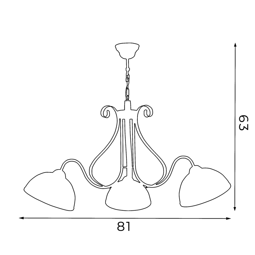 Antik csillár láncon 3xE27/60W/230V
