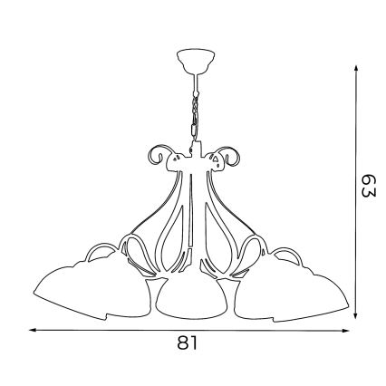 Antik csillár láncon 5xE27/60W/230V