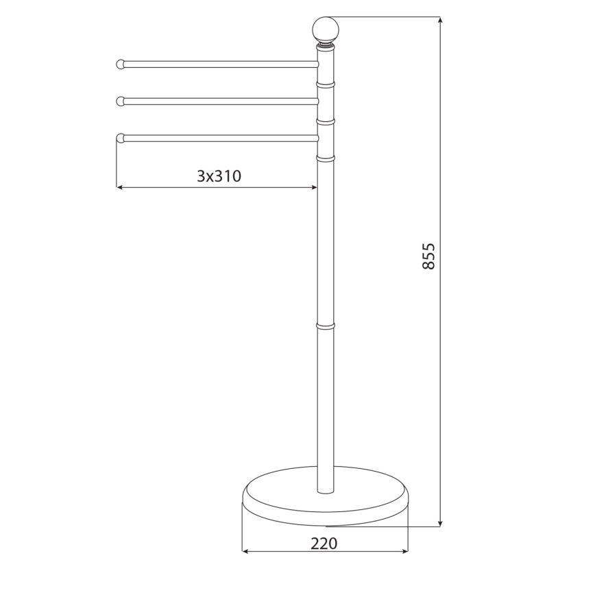 Aqualine - Állvány törölközőtartóval SAMBA 85,5 cm rozsdamentes/fényezett króm