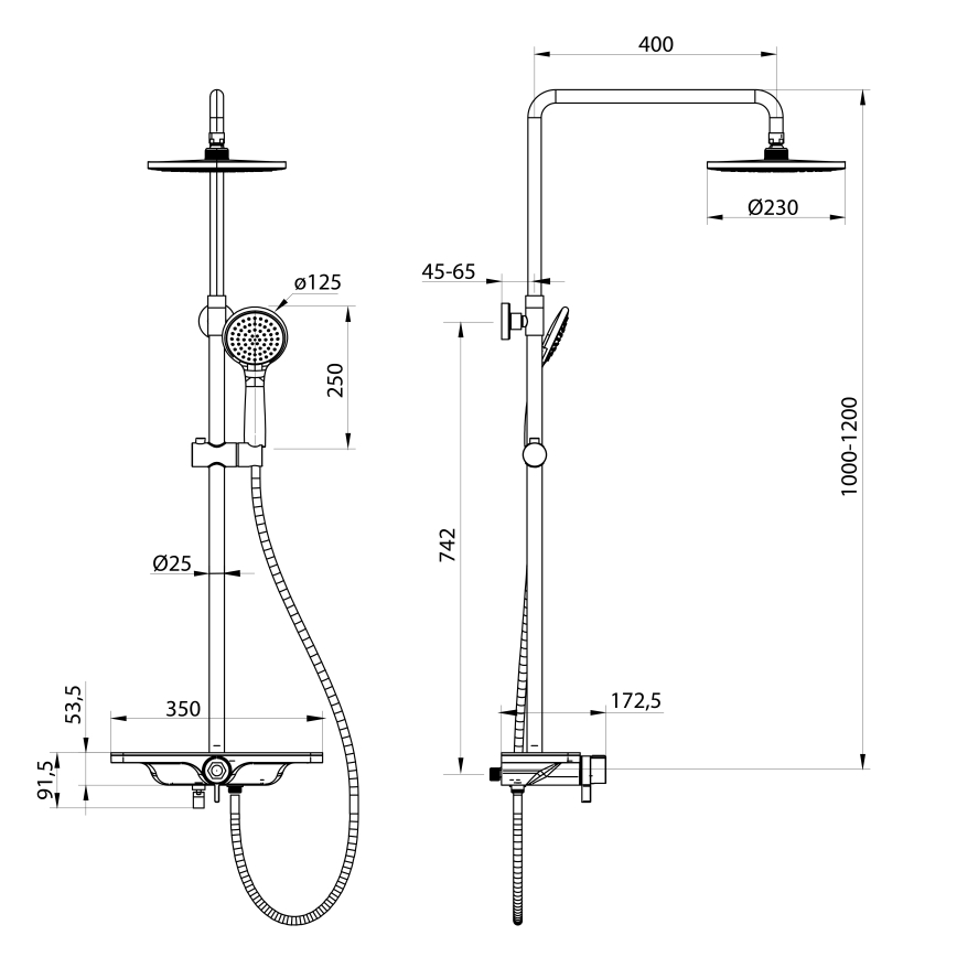 Aqualine - ARONA zuhanyszett csapteleppel, matt fekete