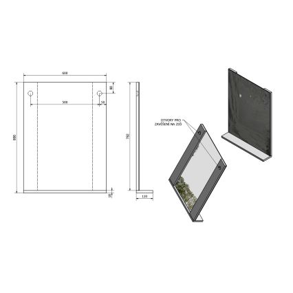 Aqualine - BETA tükör, 60x80 cm, fehér