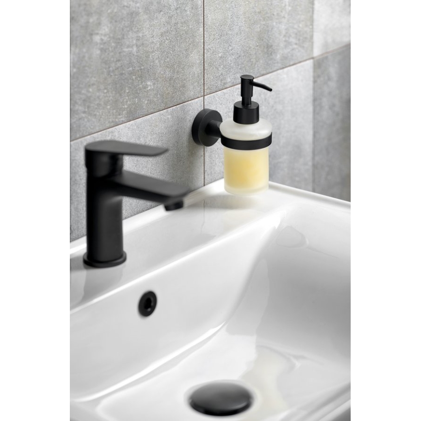 Aqualine - Fali szappanadagoló SAMBA 150 matt lágy üveg/matt fekete