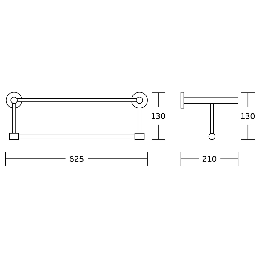 Aqualine - Fali törölközőtartó SAMBA 21x62,5 cm fényezett króm