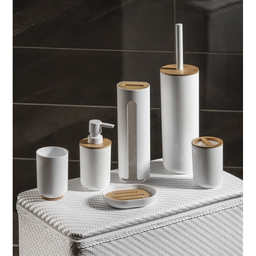 Aqualine - Fogkefe tartó SNOW fehér/bambusz