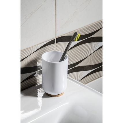 Aqualine - Fogkefe tartó SNOW fehér/bambusz