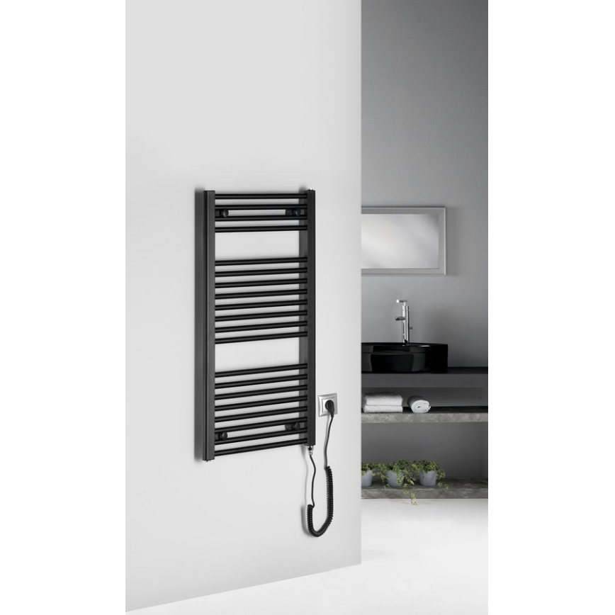 Aqualine - Fürdőszobai elektromos radiátor DIRECT-E 300W 96x45 cm matt fekete