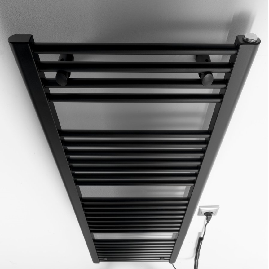 Aqualine - Fürdőszobai elektromos radiátor DIRECT-E 400 W 132×45 cm matt fekete