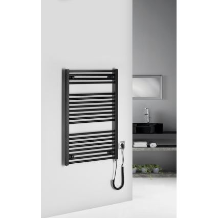 Aqualine - Fürdőszobai elektromos radiátor DIRECT-E 400W 96x60 cm matt fekete