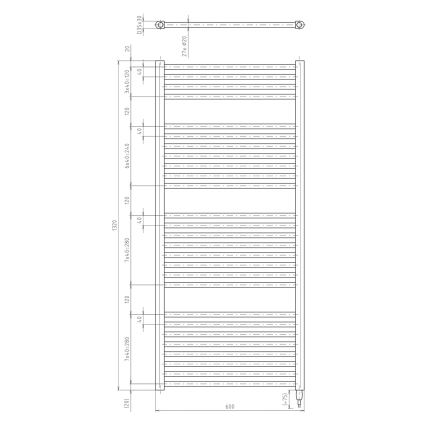 Aqualine - Fürdőszobai elektromos radiátor DIRECT-E 600W 132x60 cm matt fekete