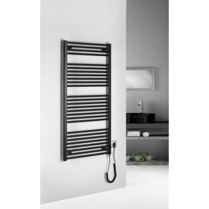 Aqualine - Fürdőszobai elektromos radiátor DIRECT-E 600W/230V 132 cm matt fekete egyenes