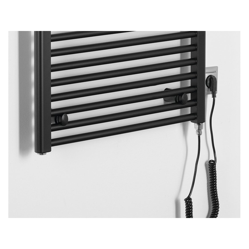 Aqualine - Fürdőszobai elektromos radiátor DIRECT-E 600W/230V 132 cm matt fekete egyenes