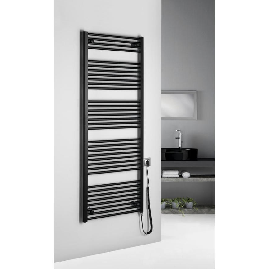 Aqualine - Fürdőszobai elektromos radiátor DIRECT-E 800W 168x60 cm matt fekete