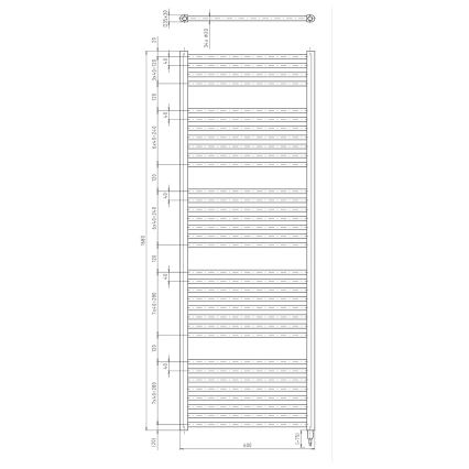Aqualine - Fürdőszobai elektromos radiátor DIRECT-E 800W 168x60 cm matt fekete