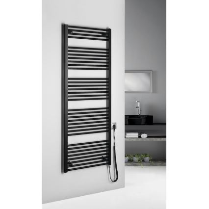 Aqualine - Fürdőszobai elektromos radiátor DIRECT-E 800W/230V 168 cm matt fekete egyenes