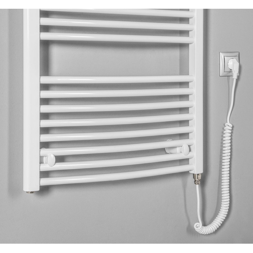 Aqualine - Fürdőszobai elektromos radiátor ORBIT-E 300W 96x45 cm fehér kerek