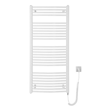 Aqualine - Fürdőszobai elektromos radiátor ORBIT-E 600W 132x60 cm fehér kerek