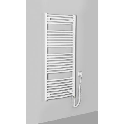 Aqualine - Fürdőszobai elektromos radiátor ORBIT-E 600W 132x60 cm fehér kerek