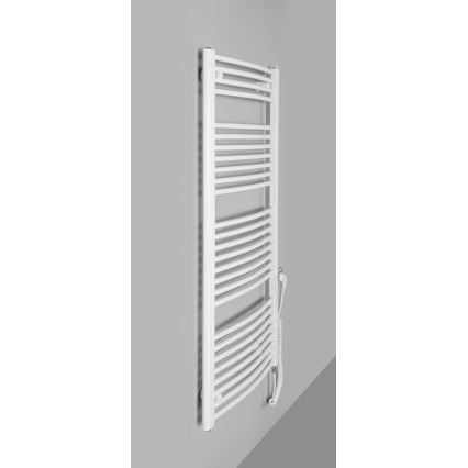 Aqualine - Fürdőszobai elektromos radiátor ORBIT-E 600W 132x60 cm fehér kerek