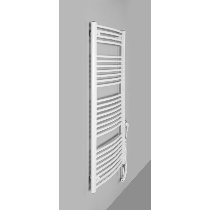 Aqualine - Fürdőszobai elektromos radiátor ORBIT-E 600W 132x60 cm fehér kerek