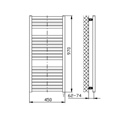 Aqualine - Fürdőszobai elektromos radiátor TONDI-E 300W/230V 97 cm fehér egyenes